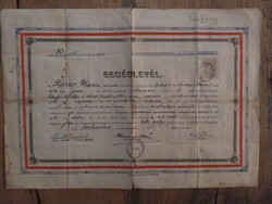 Női szabó segédlevél 1934-ből, régi okirat, papírrégiség