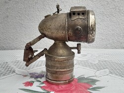 Antik karbid kerékpár lámpa Bauer 1.