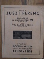 Richter és Nestler rajzeszköz gyár árjegyzéke, régi katalógus, papírrégiség