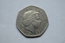 50 angol penny , pence 1998 , U.K. Egyesült királyság , Anglia  , pénz , érme