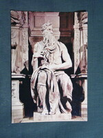 Képeslap,Olaszország,Róma,Vaticano,Vatikán,Szent Péter bazilika,Michelangelo Mózes szobor,1980-