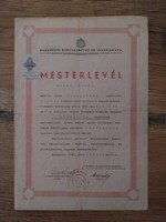 Mesterlevél 1946-ból, vendéglős mesterlevele Hetei Jenő, régi dokumentum,papírrégiség