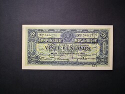 Mozambik 20 Centavos 1933 1942-es perforációval Unc-