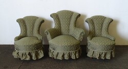 1X048 Antik Biedermeier szalonfotel, kisasszonyfotel garnitúra 3 darab
