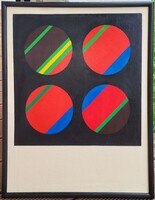 Beretvás Nagy András ( 1943-) Négy Luk (lyuk) c. olajfestménye EREDETI GARANCIÁVAL !