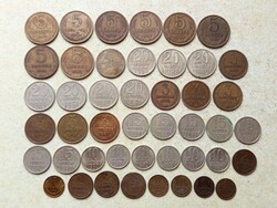Szovjetunió 45 db Különböző Érme 1,2,3,5,10,15,20 Kopejka Kopek Kopeek 1932-1990