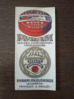 Régi számolócédula Pyram cipőkrém Pyram padlóviasz
