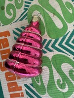 Régi üveg rózsaszín fenyőfa karácsonyfadísz fenyődísz