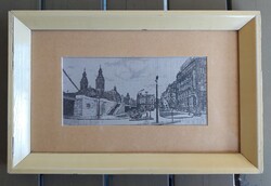 Csisztu Mihály: Március 15. tér - rézkarc