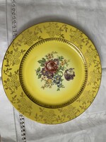Gyönyörű Csehszlovák virágos dúsan aranyozott dísz tányér
