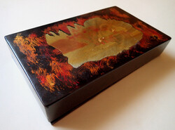 Antik kézzel festett keleti vietnámi lakk doboz lakkozott fa doboz lakkdoboz fadoboz kártya doboz