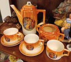 Zsolnay lüsztermázas kávés készlet három személyre