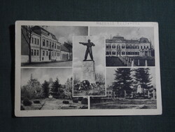 Képeslap,Marcali,iskola,templom,hősök szobra,bíróság,utca,park,kastély látkép,részlet,1950-
