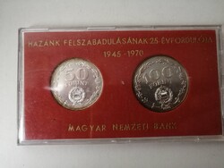EZÜST 100 és 50 FORINT 1970 - HAZÁNK FELSZABADULÁSÁNAK 25. ÉVFORDULÓJA 1945-1970