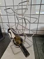 Borosüveg tartó, krómozott fém állvány 6db üveghez