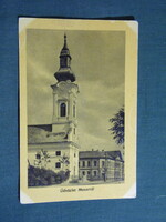 Képeslap,Monor,Róm. kat. templom,utca látkép,részlet,1957-