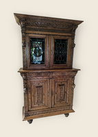 Antik neoreneszánsz ólomüveges vitrin, tálaló 1.