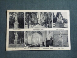 Képeslap,Budapest,Máriaremete,mozaik,templom,szent szobrok látkép,részlet,1940-