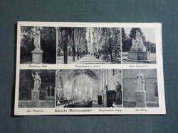 Képeslap,Budapest,Máriaremete,mozaik,templom,szent szobrok látkép,részlet,1940-
