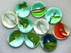 Csodaszép RÉGI standard cc. 2cm KLIKKER GOLYÓK üveggolyók csapata 10 darab EGYBE a képek szerint 1.