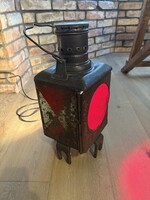 Működő antik vasutas lámpa, bakter lámpa, vasúti jelzőlámpa