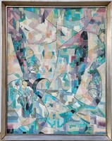 Béla Csengery (1945-) - Composition 1988, Oil Painting with Original Guarantee