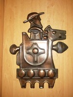 Réz lemez Art Deco  HERALD FALIDÍSZ - DON QUIJOTE fém falikép - 28*36,5 cm (po-4)