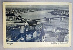Antique Cityscape Postcard – Szeged, Tisza and Downtown Bridge