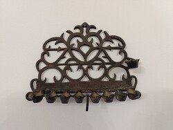 Antik hanukia réz zsidó hanuka gyertyatartó judaika Izrael olaj mécses menóra 222 5270