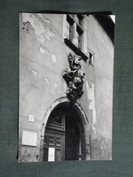 Képeslap,fotó,Pécs,Káptalan utca,Zsolnay Múzeum bejárat,kapu látkép,részlet,1950-