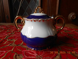 Zsolnay Pompadour III sugar bowl with rare gold handle