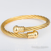 FLEXIBLE / ADJUSTABLE / REAL GOLD-PLATED TWIST PATTERNED STAINLESS STEEL, UNIQUE RING