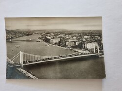 Budapest skyline, Elizabeth Bridge, black and white old postcard