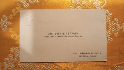 Nemesi névjegykártya - Dr. Bónis István, orvos, tanársegéd