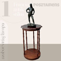 Restaurált antik fa posztamens asztalka