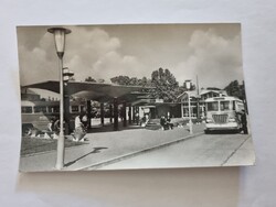SZEKSZÁRD Autóbusz állomás fekete-fehér régi képeslap 1967