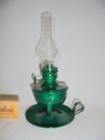 Retro kis fém asztali lámpa, sétáló lámpa, petróleum lámpa, fali lámpa - zöld