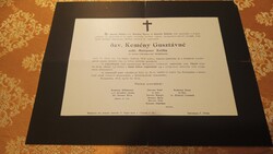 Kemény Gusztávné, arany érdemkereszt tulajdonosa gyászjelentése