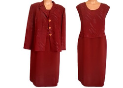 Elegáns rozsdabarna komplé - egész ruha +blézer XL-es 237