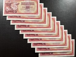 *** 10 db UNC sorszámkövető 1986-os es 100 dínár ***