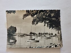 BALATONFÖLDVÁR Kikötő fekete-fehér régi képeslap  1961