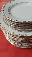 Zsolnay atanystafír porcelán tányér készlet 6 személyes, 18 db.