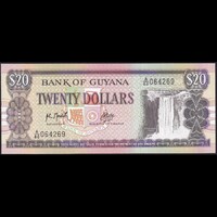Guyana 20 Dollars 1989 P-27 (Sign 9) UNC