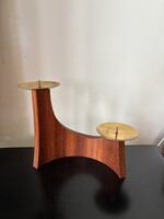 Dán mid-century ívelt teakfa gyertyatartó 1960