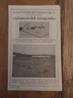 Régi vizisportcikk áejegyzék a Salvator kötszergyár Rt. sportosztályának árjegyzéke, papírrégiség