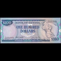 Guyana 100 Dollars 1989 P-28 (Sign 7) UNC