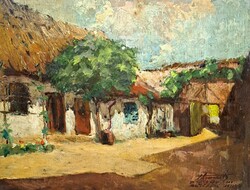 Thomas Antal (1889-1967): A festő szűlőháza, Fehértemplom (olajfestmény) Vajdaság, Szerbia, Versec
