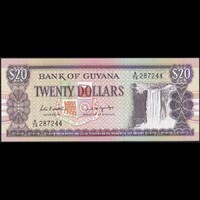 Guyana 20 Dollars 1989 P-27 (Sign 7) UNC