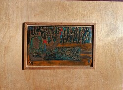 Girl with Poppy - Enamel Painting