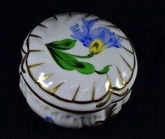 KÉK TULIPÁN MINTÁS ELSŐ OSZTÁLYÚ JELZETT HERENDI PORCELÁN BONBONIER !